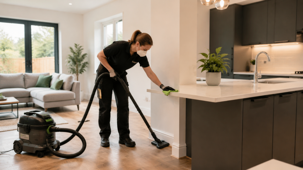 After-Builders Cleaning in a Fresh Kitchen