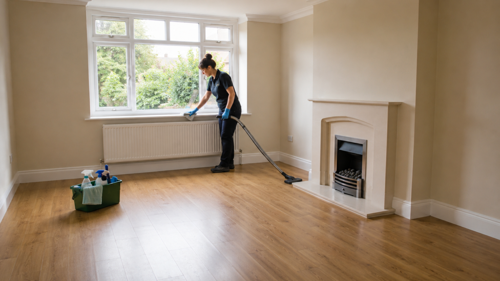 Post-clearance cleaning in a Walsall living room
